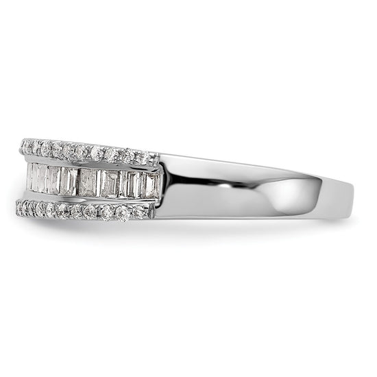14k White Gold 3/8 carat Round/Baguette Diamond Complete Wedding Band