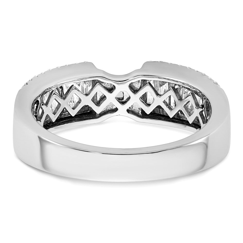 14K White Gold Peg Set 3/4 carat Round/Baguette Diamond Semi-mount Engagement Ring