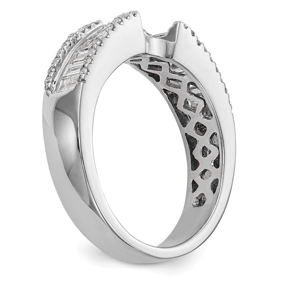 14K White Gold Peg Set 3/4 carat Round/Baguette Diamond Semi-mount Engagement Ring
