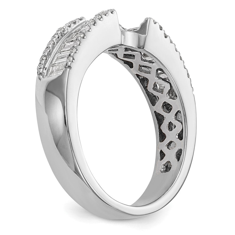 14K White Gold Peg Set 3/4 carat Round/Baguette Diamond Semi-mount Engagement Ring