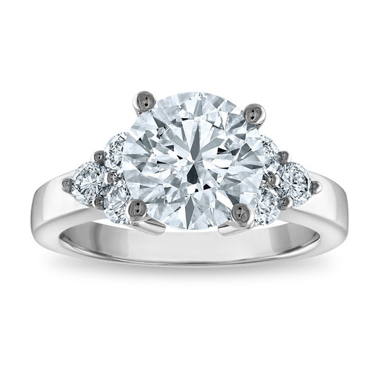 14kw Certified 3.35ct Round Lab Grown VS/SI FGH Dia Complete Engagement Rin