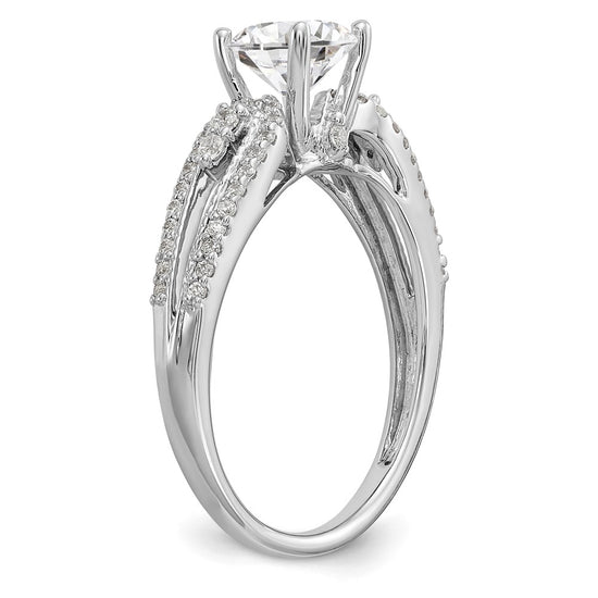 14K White Gold Peg Set 1/4 carat Diamond Semi-mount Engagement Ring