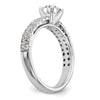 14K White Gold 2-Row Peg Set 3/4 carat Diamond Semi-mount Engagement Ring