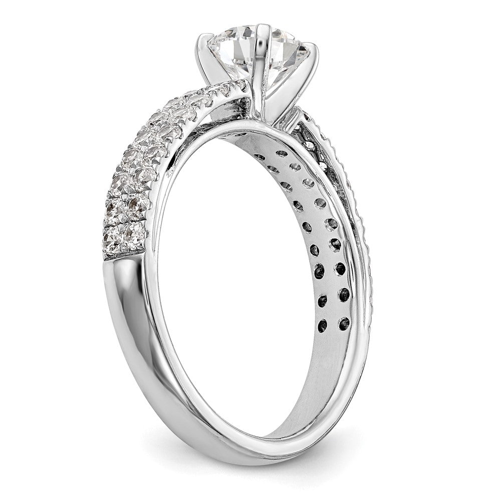 14K White Gold 2-Row Peg Set 3/4 carat Diamond Semi-mount Engagement Ring