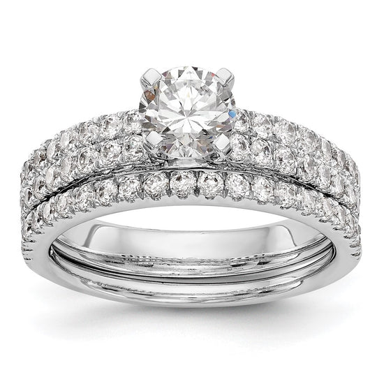 14K White Gold 2-Row Peg Set 3/4 carat Diamond Semi-mount Engagement Ring