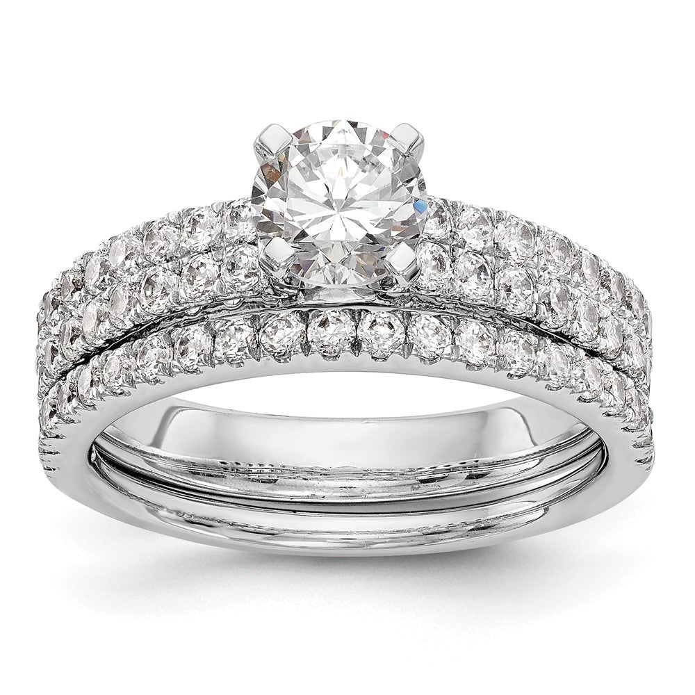 14K White Gold 2-Row Peg Set 3/4 carat Diamond Semi-mount Engagement Ring
