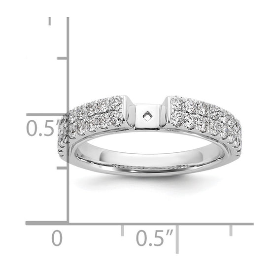 14K White Gold 2-Row Peg Set 3/4 carat Diamond Semi-mount Engagement Ring