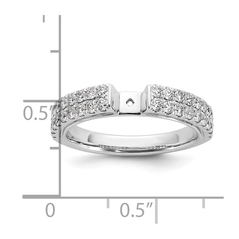 14K White Gold 2-Row Peg Set 3/4 carat Diamond Semi-mount Engagement Ring