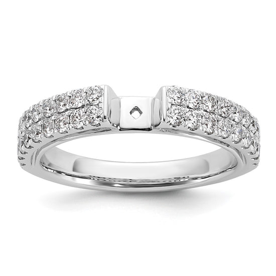 14K White Gold 2-Row Peg Set 3/4 carat Diamond Semi-mount Engagement Ring