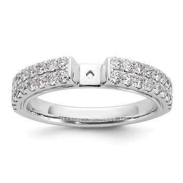 14K White Gold 2-Row Peg Set 3/4 carat Diamond Semi-mount Engagement Ring
