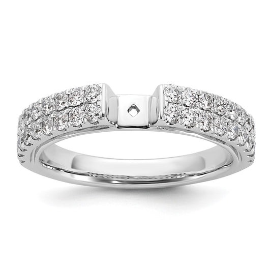 14K White Gold 2-Row Peg Set 3/4 carat Diamond Semi-mount Engagement Ring