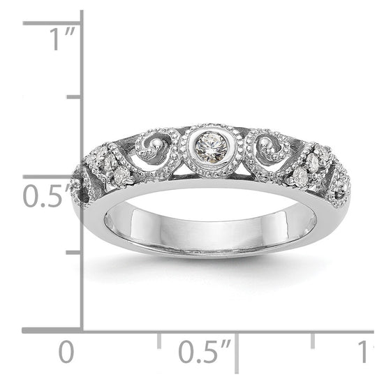 14k White Gold 1/8 carat Diamond Complete Wedding Band