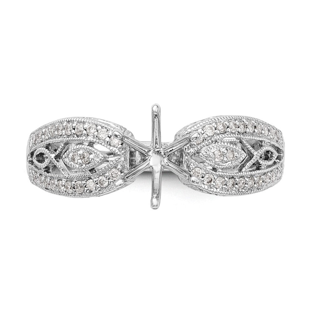 14K White Gold Vintage Peg Set 1/5 carat Diamond Semi-mount Engagement Ring