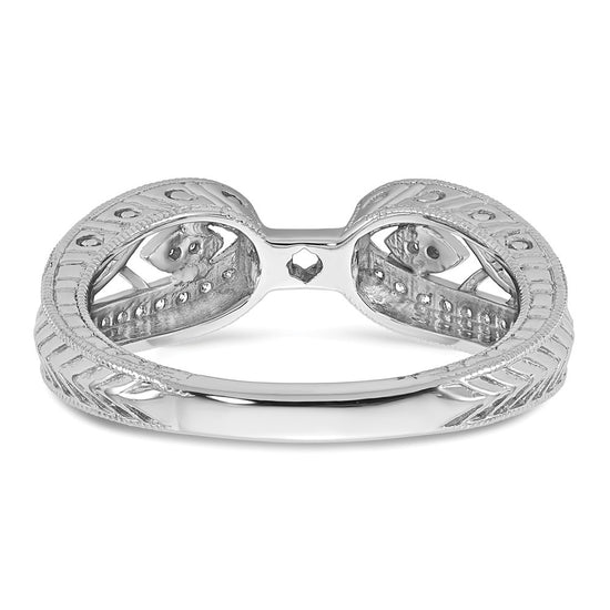 14K White Gold Vintage Peg Set 1/5 carat Diamond Semi-mount Engagement Ring
