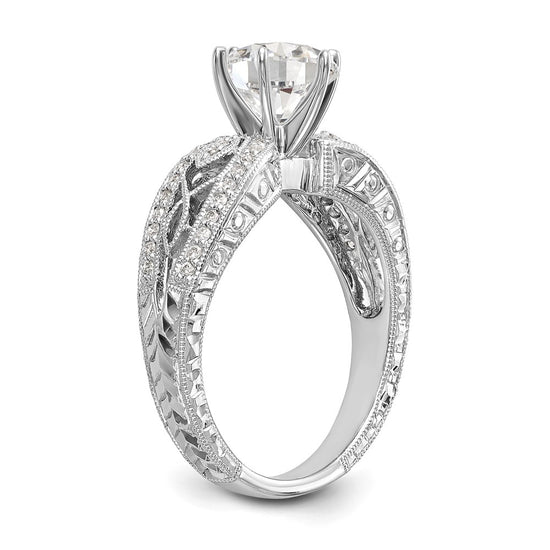 14K White Gold Vintage Peg Set 1/5 carat Diamond Semi-mount Engagement Ring
