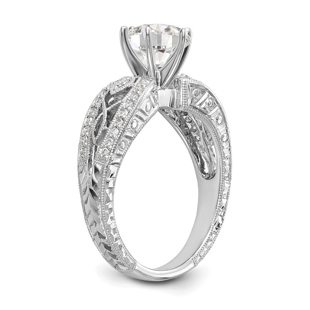 14K White Gold Vintage Peg Set 1/5 carat Diamond Semi-mount Engagement Ring