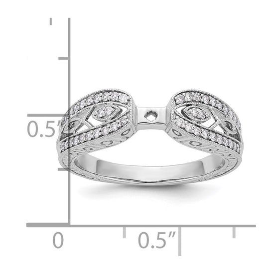 14K White Gold Vintage Peg Set 1/5 carat Diamond Semi-mount Engagement Ring