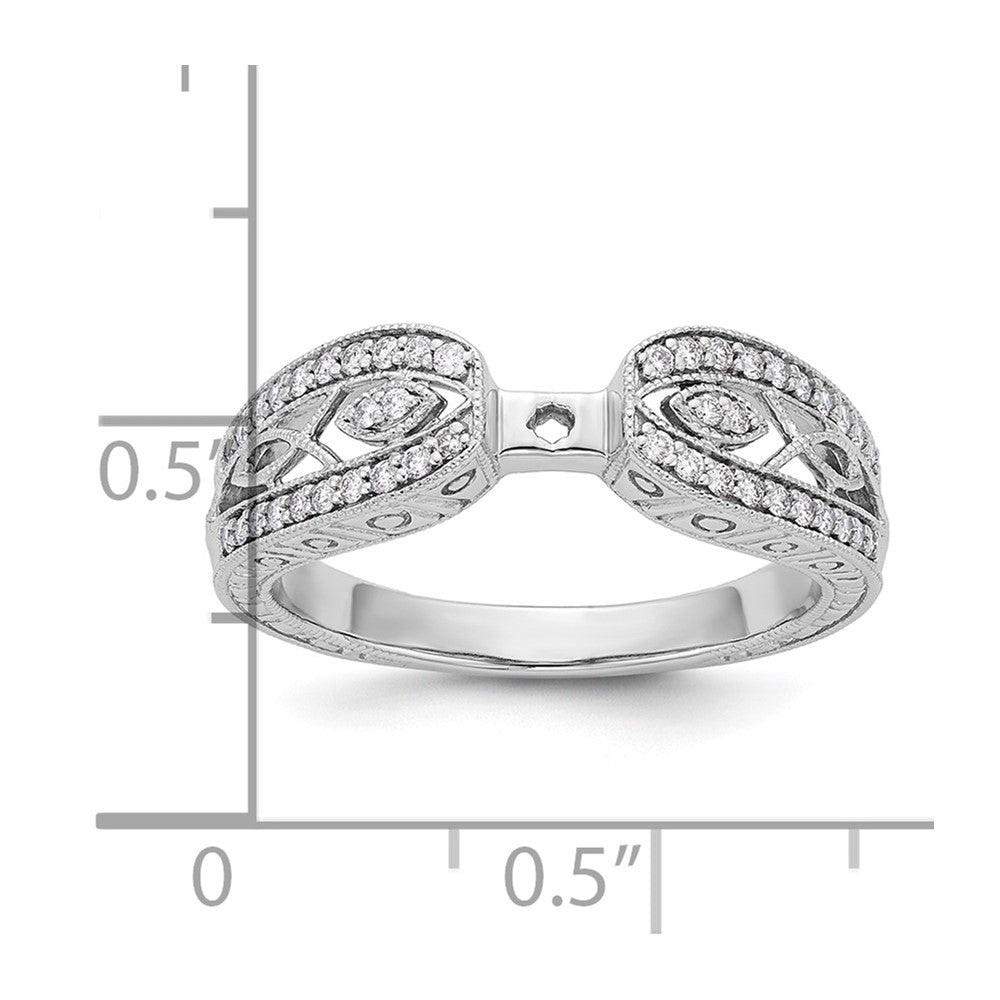 14K White Gold Vintage Peg Set 1/5 carat Diamond Semi-mount Engagement Ring