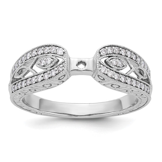 14K White Gold Vintage Peg Set 1/5 carat Diamond Semi-mount Engagement Ring