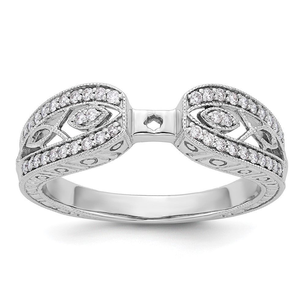 14K White Gold Vintage Peg Set 1/5 carat Diamond Semi-mount Engagement Ring
