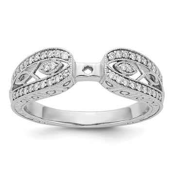 14K White Gold Vintage Peg Set 1/5 carat Diamond Semi-mount Engagement Ring