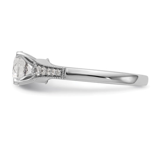 14K White Gold Peg Set 1/10 carat Diamond Semi-mount Engagement Ring