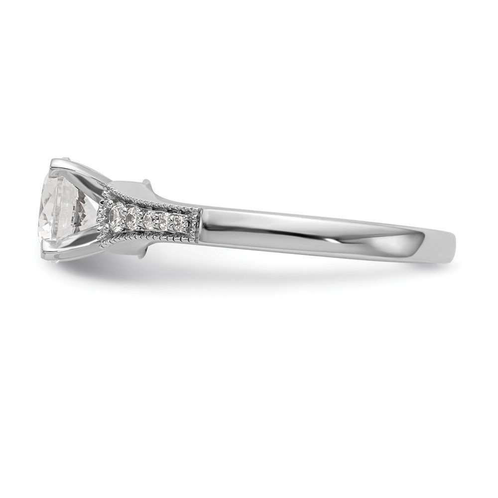 14K White Gold Peg Set 1/10 carat Diamond Semi-mount Engagement Ring