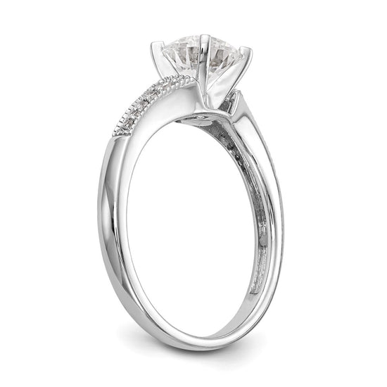 14K White Gold Peg Set 1/10 carat Diamond Semi-mount Engagement Ring