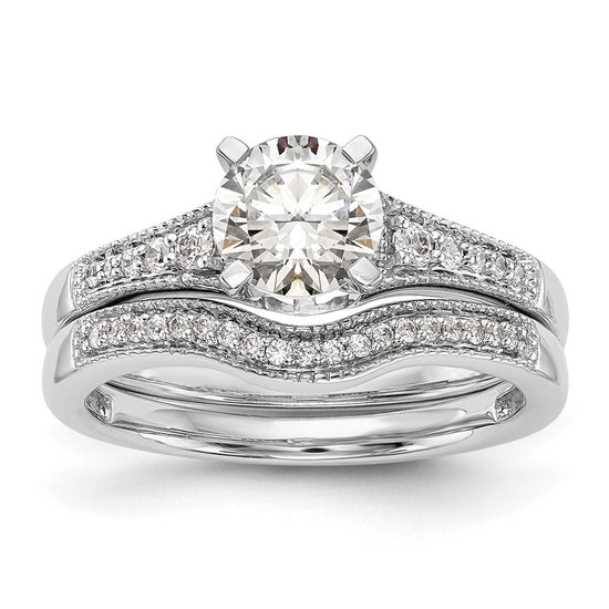 14K White Gold Peg Set 1/10 carat Diamond Semi-mount Engagement Ring