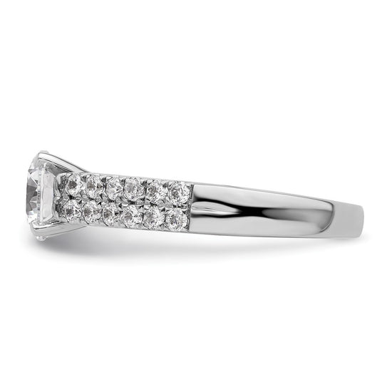 14K White Gold 2-Row Peg Set 5/8 carat Diamond Semi-mount Engagement Ring