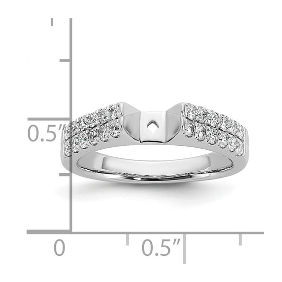 14K White Gold 2-Row Peg Set 5/8 carat Diamond Semi-mount Engagement Ring