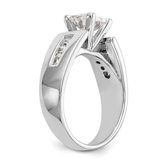 14K White Gold Peg Set 3/8 carat Channel-set Princess Diamond Semi-mount Engagement Ring