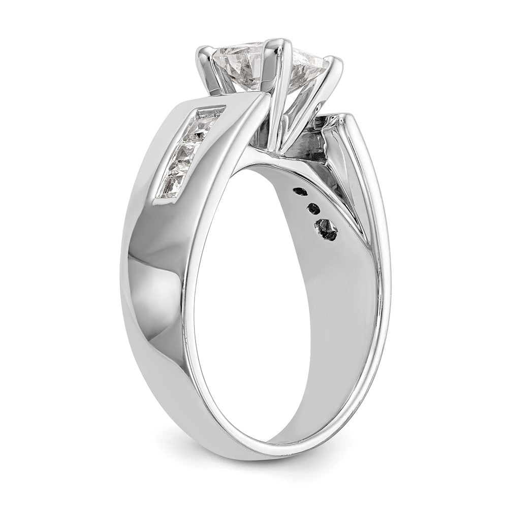 14K White Gold Peg Set 3/8 carat Channel-set Princess Diamond Semi-mount Engagement Ring