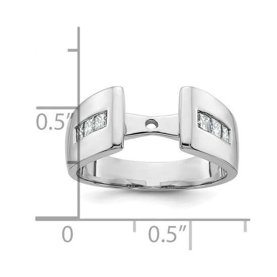 14K White Gold Peg Set 3/8 carat Channel-set Princess Diamond Semi-mount Engagement Ring