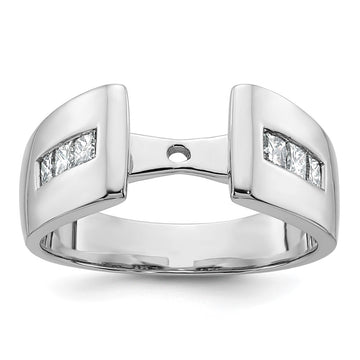 14K White Gold Peg Set 3/8 carat Channel-set Princess Diamond Semi-mount Engagement Ring