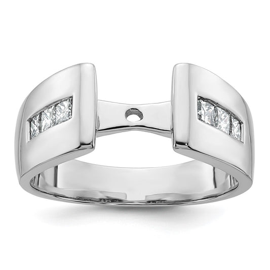 14K White Gold Peg Set 3/8 carat Channel-set Princess Diamond Semi-mount Engagement Ring