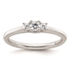 14K White Gold 3-Stone (Holds 1/8 carat (3.2mm) Round Center and (2-2.3mm) Round Sides) Engagement Ring Mounting