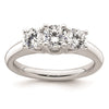 14K White Gold 3-Stone (Holds 1/2 carat (5.2mm) Round Center and (2-4.1mm) Round Sides) Engagement Ring Mounting