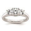 14K White Gold 3-Stone (Holds 3/4 carat (5.8mm) Round Center and (2-4.6mm) Round Sides) Engagement Ring Mounting