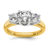 14k Two-tone Three Stone 1 carat Center Round and 1/2 carat Side Stone Engagement Ring Mounting