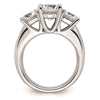 14K White Gold 3-Stone (Holds 2 carat (8.20mm) Round Center and (2-6.5mm) Round Sides) Engagement Ring Mounting