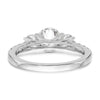14K White Gold 3-Stone (Holds 1 carat (6.5mm) Round Center and (2-3.8mm) Round Sides) Diamond Semi-Mount Engagement Ring
