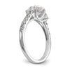 14K White Gold 3-Stone (Holds 1 carat (6.5mm) Round Center and (2-3.8mm) Round Sides) Diamond Semi-Mount Engagement Ring