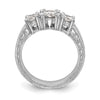 14K White Gold 3-Stone (Holds 5.2mm Round Center) Includes 2-4.1mm Round Side Diamonds Semi-Mount Engagement Ring