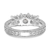 14K White Gold 3-Stone (Holds 5.2mm Round Center) Includes 2-4.1mm Round Side Diamonds Semi-Mount Engagement Ring