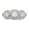 14k White Gold 1 1/3 carat Lab Grown Diamond VS/SI+ G+ Complete Three Stone Engagement Ring