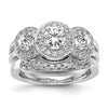 14k White Gold 1 1/3 carat Lab Grown Diamond VS/SI+ G+ Complete Three Stone Engagement Ring