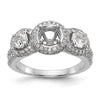 3 Stone Diamond Semi-Mount Engagement Rings