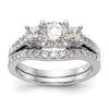 14K White Gold 3-Stone Plus Peg Set Center Princess Diamond Semi-mount Engagement Ring