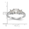 14K White Gold 3-Stone Plus Peg Set Center Princess Diamond Semi-mount Engagement Ring